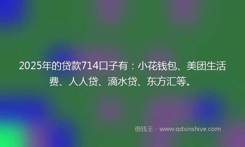 2025年的贷款714口子有：小花钱包、美团生活费、人人贷、滴水贷、东方汇等。