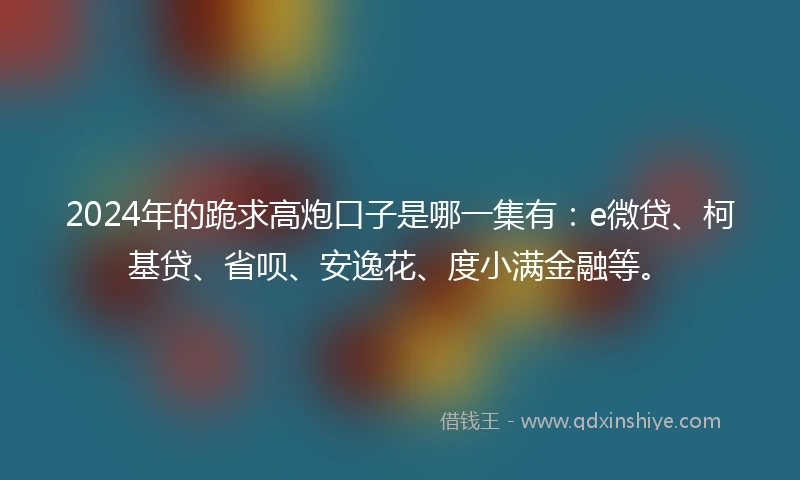 2024年的跪求高炮口子是哪一集有：e微贷、柯基贷、省呗、安逸花、度小满金融等。