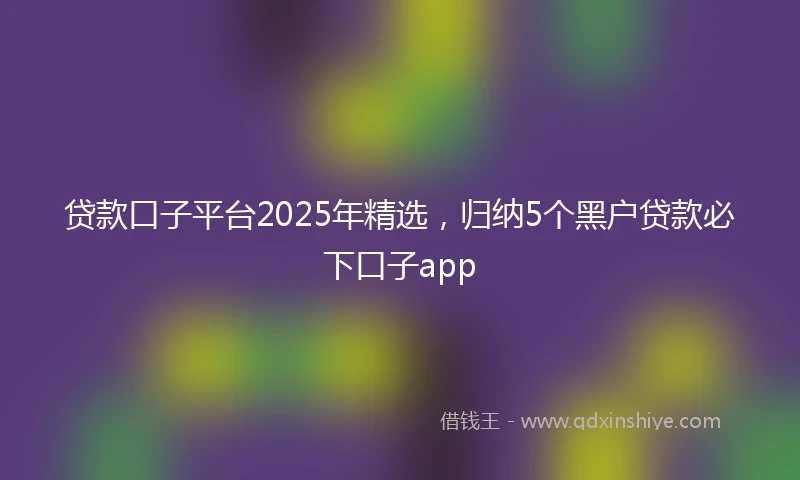 贷款口子平台2025年精选，归纳5个黑户贷款必下口子app