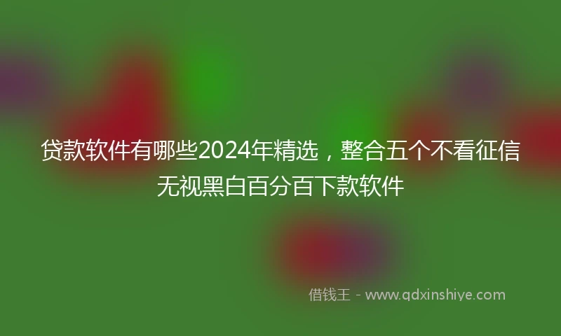 贷款软件有哪些2024年精选，整合五个不看征信无视黑白百分百下款软件