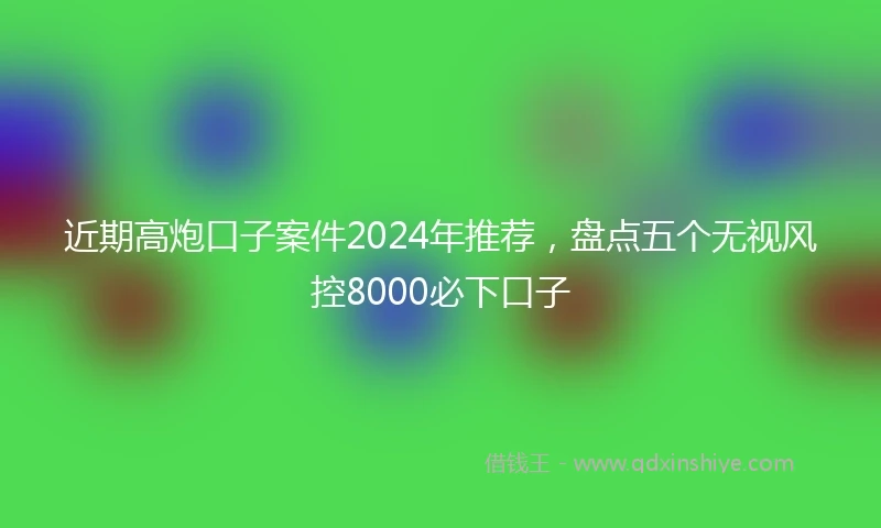 近期高炮口子案件2024年推荐，盘点五个无视风控8000必下口子