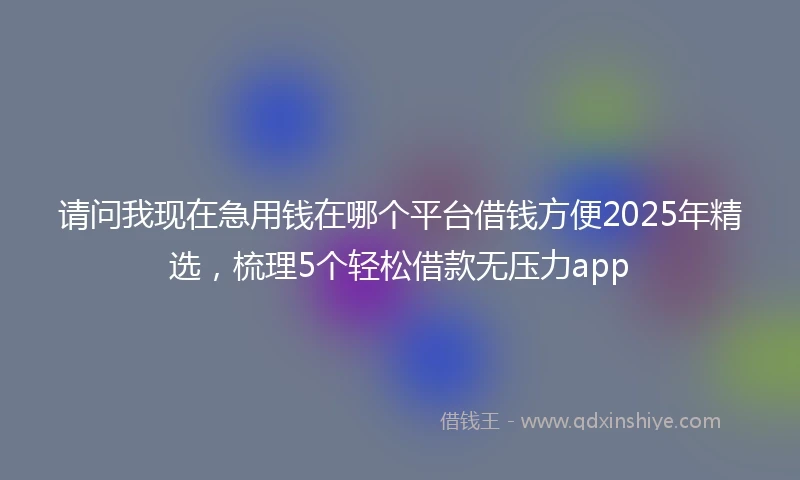 请问我现在急用钱在哪个平台借钱方便2025年精选，梳理5个轻松借款无压力app
