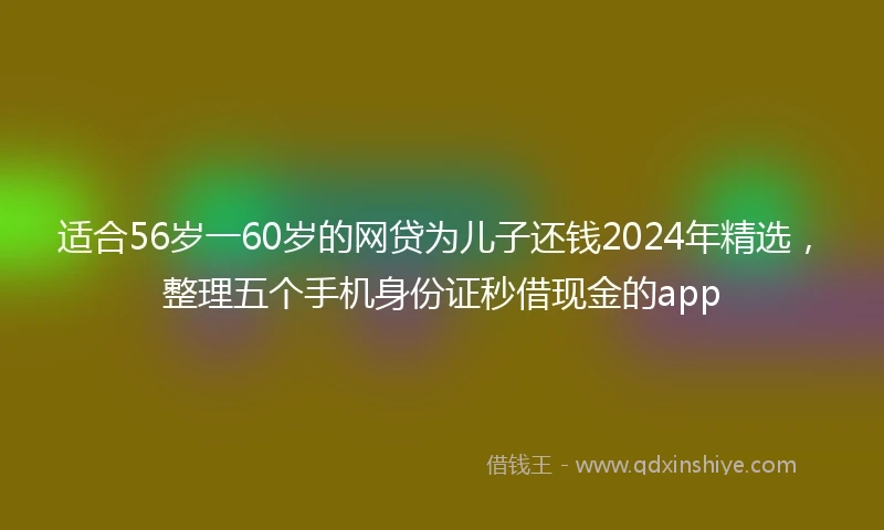 适合56岁一60岁的网贷为儿子还钱2024年精选，整理五个手机身份证秒借现金的app