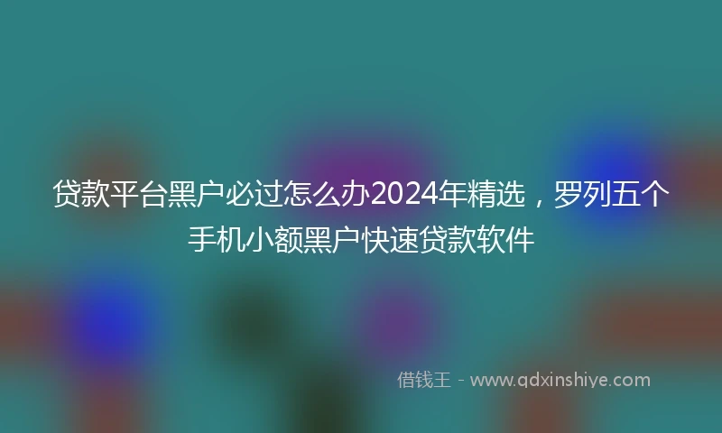 贷款平台黑户必过怎么办2024年精选，罗列五个手机小额黑户快速贷款软件