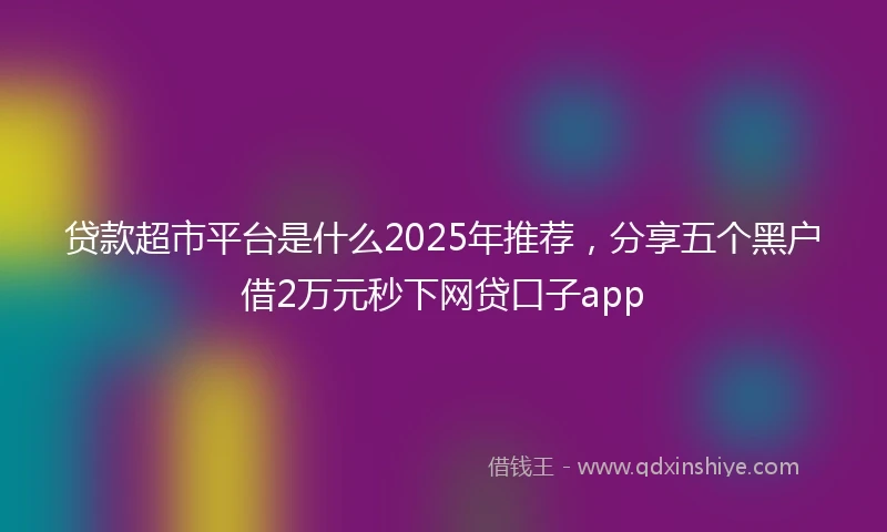 贷款超市平台是什么2025年推荐，分享五个黑户借2万元秒下网贷口子app