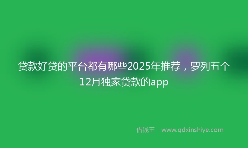 贷款好贷的平台都有哪些2025年推荐，罗列五个12月独家贷款的app