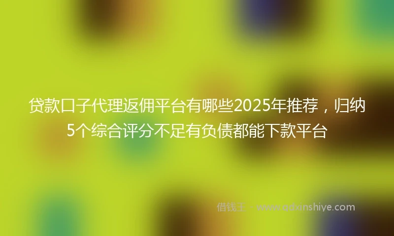 贷款口子代理返佣平台有哪些2025年推荐，归纳5个综合评分不足有负债都能下款平台