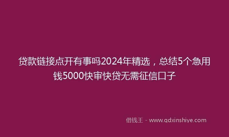贷款链接点开有事吗2024年精选，总结5个急用钱5000快审快贷无需征信口子