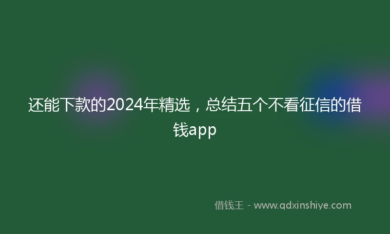 还能下款的2024年精选，总结五个不看征信的借钱app