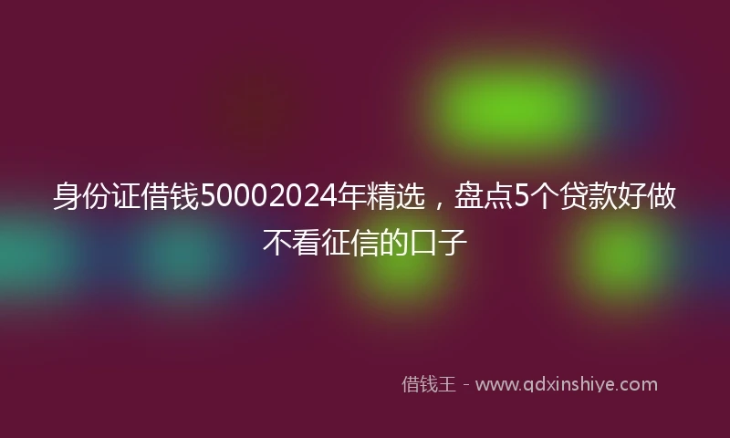 身份证借钱50002024年精选，盘点5个贷款好做不看征信的口子