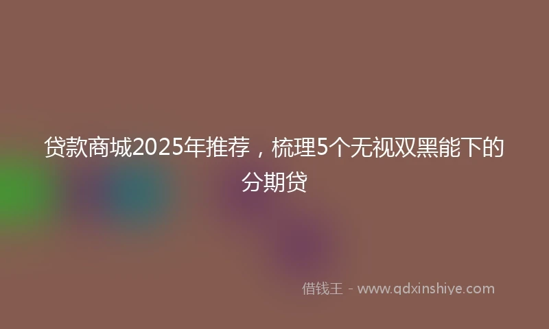 贷款商城2025年推荐,梳理5个无视双黑能下的分期贷
