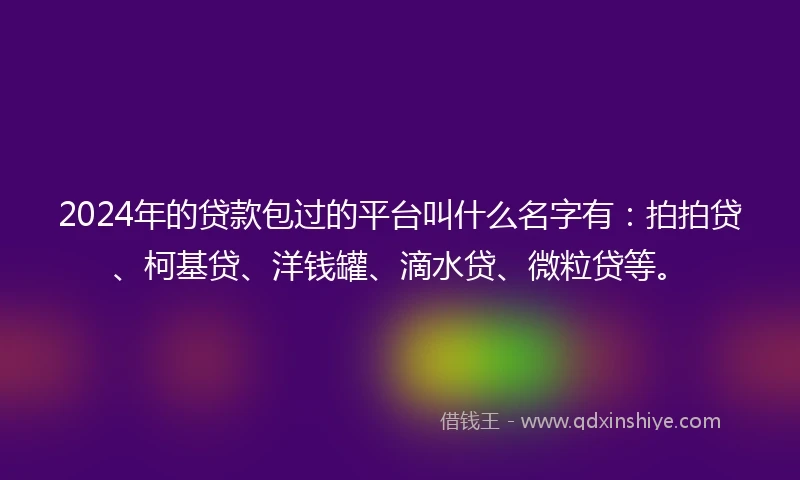 2024年的贷款包过的平台叫什么名字有：拍拍贷、柯基贷、洋钱罐、滴水贷、微粒贷等。