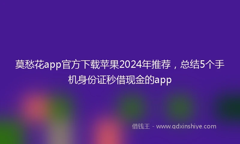 莫愁花app官方下载苹果2024年推荐，总结5个手机身份证秒借现金的app