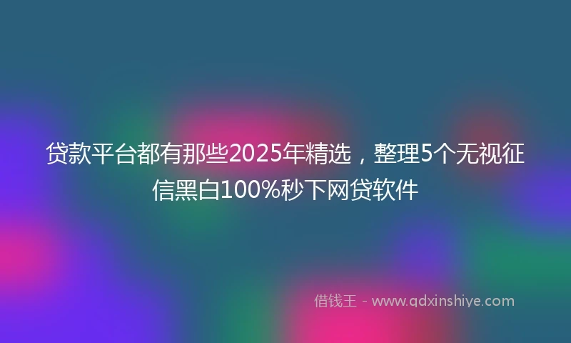 贷款平台都有那些2025年精选，整理5个无视征信黑白100%秒下网贷软件