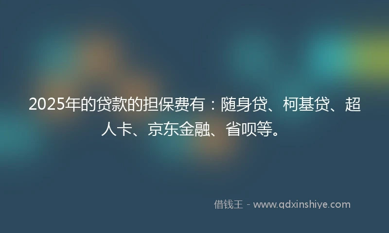2025年的贷款的担保费有：随身贷、柯基贷、超人卡、京东金融、省呗等。