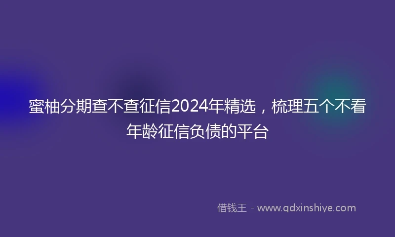 蜜柚分期查不查征信2024年精选，梳理五个不看年龄征信负债的平台