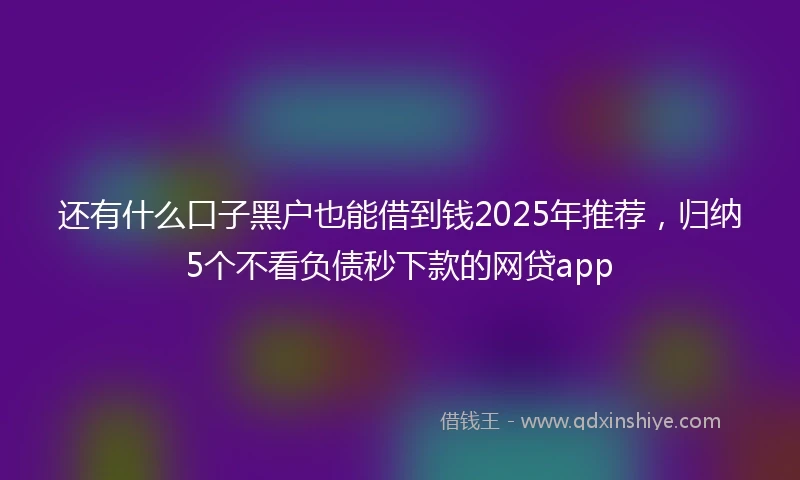 还有什么口子黑户也能借到钱2025年推荐，归纳5个不看负债秒下款的网贷app