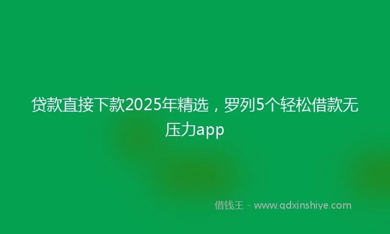 贷款直接下款2025年精选，罗列5个轻松借款无压力app