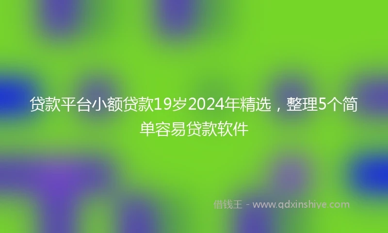 贷款平台小额贷款19岁2024年精选，整理5个简单容易贷款软件