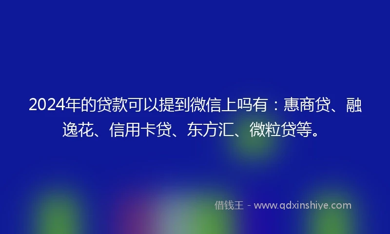 2024年的贷款可以提到微信上吗有：惠商贷、融逸花、信用卡贷、东方汇、微粒贷等。