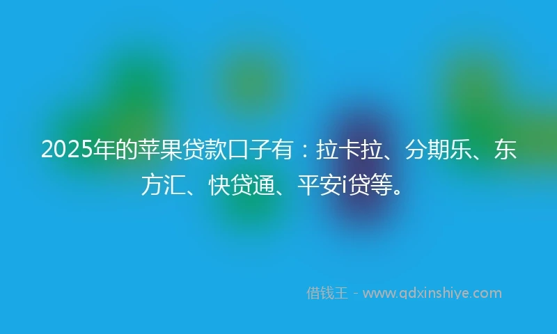 2025年的苹果贷款口子有：拉卡拉、分期乐、东方汇、快贷通、平安i贷等。