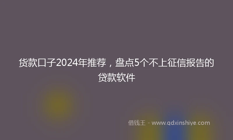 货款口子2024年推荐，盘点5个不上征信报告的贷款软件