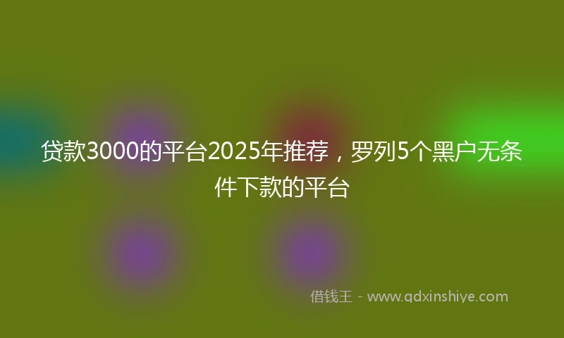 贷款3000的平台2025年推荐，罗列5个黑户无条件下款的平台