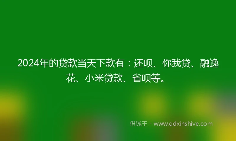 2024年的贷款当天下款有：还呗、你我贷、融逸花、小米贷款、省呗等。