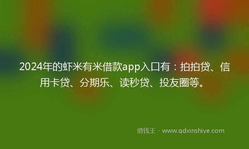 2024年的虾米有米借款app入口有：拍拍贷、信用卡贷、分期乐、读秒贷、投友圈等。
