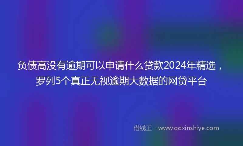 负债高没有逾期可以申请什么贷款2024年精选，罗列5个真正无视逾期大数据的网贷平台