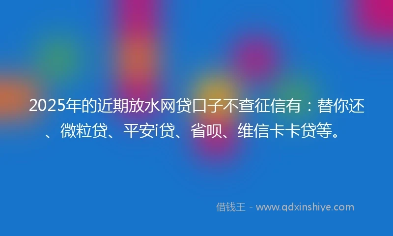 2025年的近期放水网贷口子不查征信有：替你还、微粒贷、平安i贷、省呗、维信卡卡贷等。