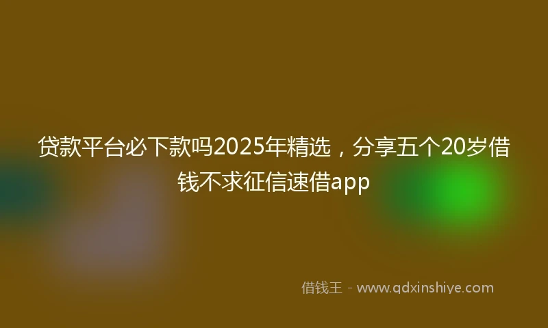 贷款平台必下款吗2025年精选，分享五个20岁借钱不求征信速借app
