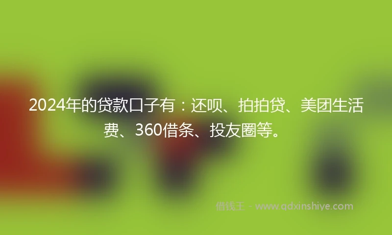 2024年的贷款口子有：还呗、拍拍贷、美团生活费、360借条、投友圈等。