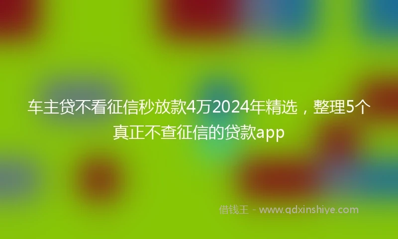 车主贷不看征信秒放款4万2024年精选，整理5个真正不查征信的贷款app