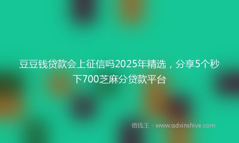 豆豆钱贷款会上征信吗2025年精选，分享5个秒下700芝麻分贷款平台