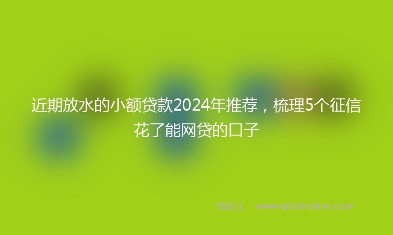 近期放水的小额贷款2024年推荐，梳理5个征信花了能网贷的口子