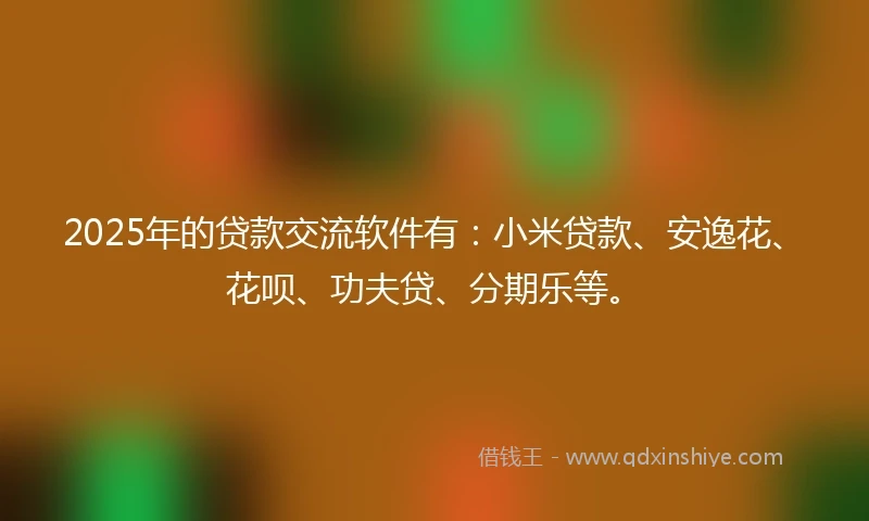 2025年的贷款交流软件有：小米贷款、安逸花、花呗、功夫贷、分期乐等。