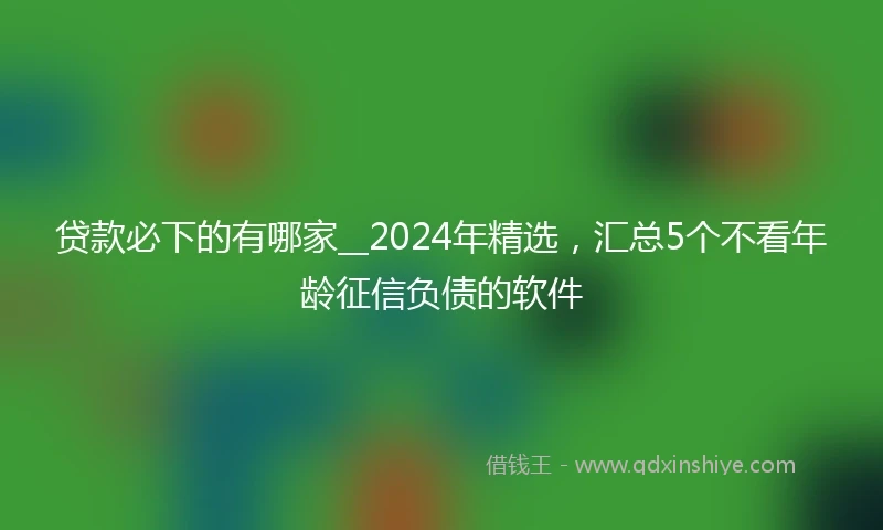 贷款必下的有哪家__2024年精选，汇总5个不看年龄征信负债的软件