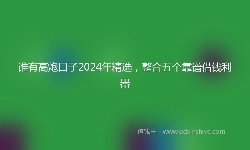 谁有高炮口子2024年精选，整合五个靠谱借钱利器