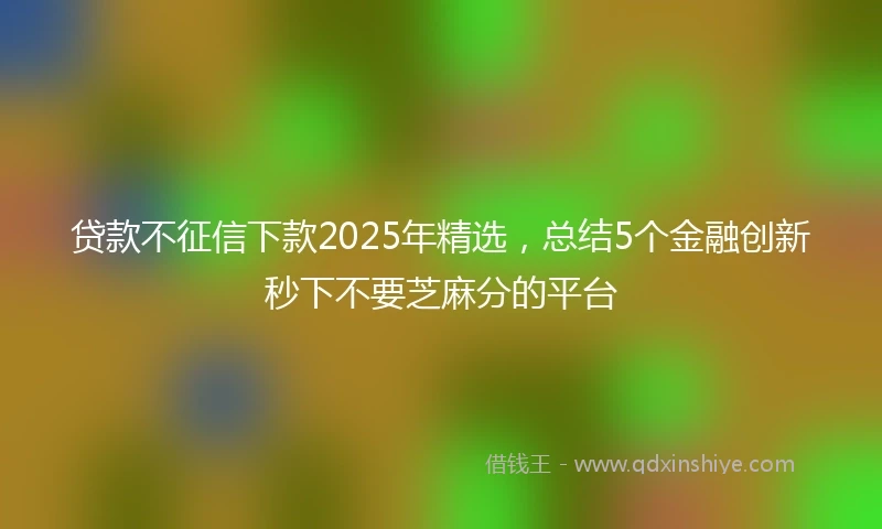 贷款不征信下款2025年精选，总结5个金融创新秒下不要芝麻分的平台