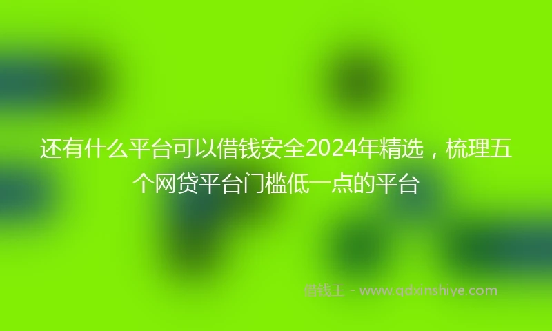 还有什么平台可以借钱安全2024年精选，梳理五个网贷平台门槛低一点的平台
