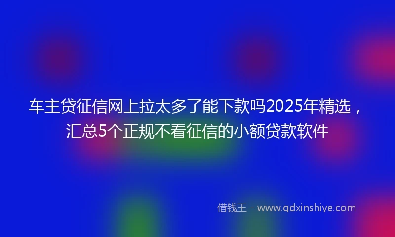 车主贷征信网上拉太多了能下款吗2025年精选，汇总5个正规不看征信的小额贷款软件