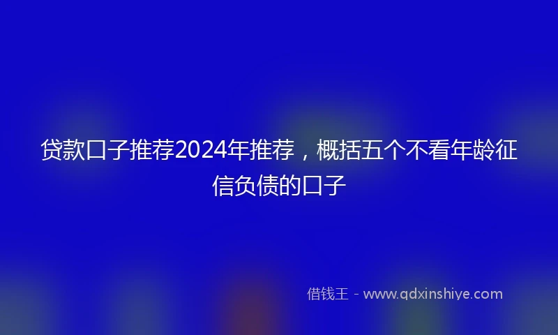 贷款口子推荐2024年推荐,概括五个不看年龄征信负债的口子