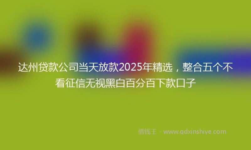 达州贷款公司当天放款2025年精选，整合五个不看征信无视黑白百分百下款口子