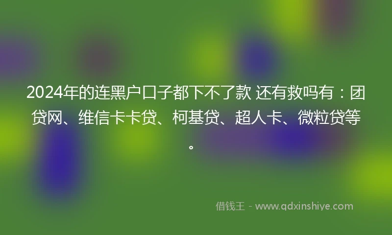 2024年的连黑户口子都下不了款 还有救吗有：团贷网、维信卡卡贷、柯基贷、超人卡、微粒贷等。