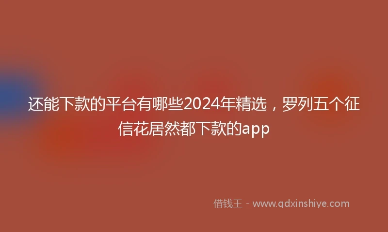 还能下款的平台有哪些2024年精选，罗列五个征信花居然都下款的app