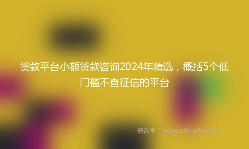 贷款平台小额贷款咨询2024年精选，概括5个低门槛不查征信的平台