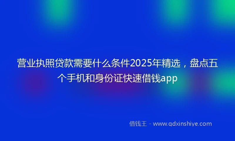 营业执照贷款需要什么条件2025年精选，盘点五个手机和身份证快速借钱app