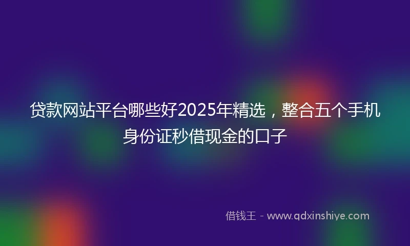 贷款网站平台哪些好2025年精选,整合五个手机身份证秒借现金的口子