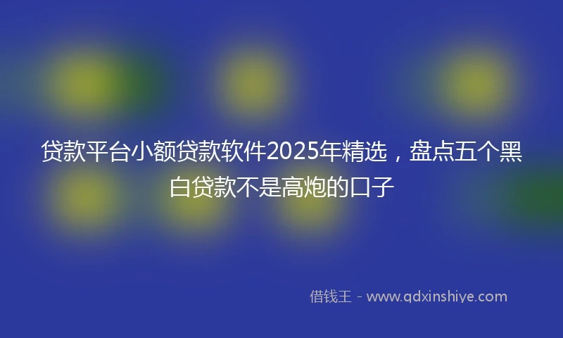 贷款平台小额贷款软件2025年精选，盘点五个黑白贷款不是高炮的口子